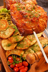 Roasted pork on the spit