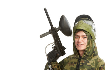 gun paintball player