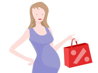 Schwangere Frau mit Einkaufstasche