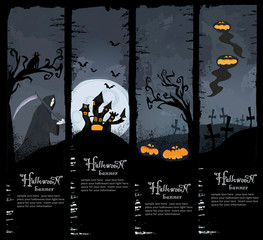 Set of four Halloween banners. Standard size.