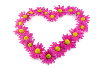 pink flowers in a shape of a heart
