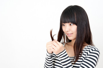 Obraz premium pretty asian woman isolated on white background