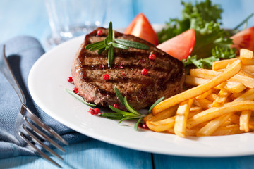 Grilled beefsteak with french fries