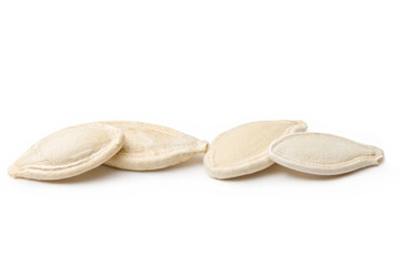 Pumpkin seeds isolated on the white background