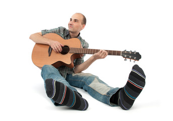 Classical guitarist with acoustic six string guitar