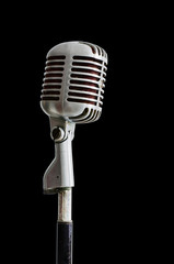 Fototapeta premium Old Chrome microphone on Black