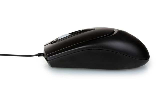 Black computer mouse isolated on white