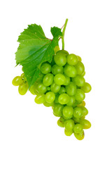 Ripe green grapes isolated on white