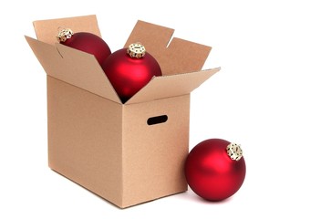 Weihnachtskugeln im Karton
