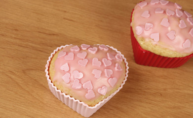 Lovely cupcakes with heart shapes