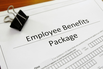 Closeup of an employee benefit package