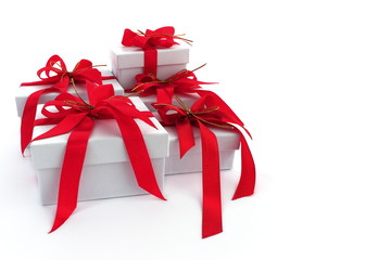 Christmas  gift with red ribbon