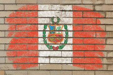 flag of  on grunge brick wall painted with chalk