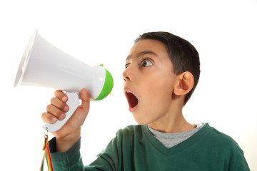 Fototapeta premium kid shout in megaphone