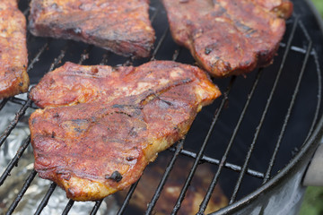 smoked pork on the grill