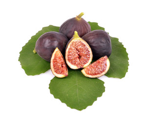 close-ups of fresh figs isolated on white