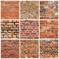 set of different brick wall