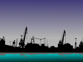 Fototapeta premium Silhouette of port in the evening