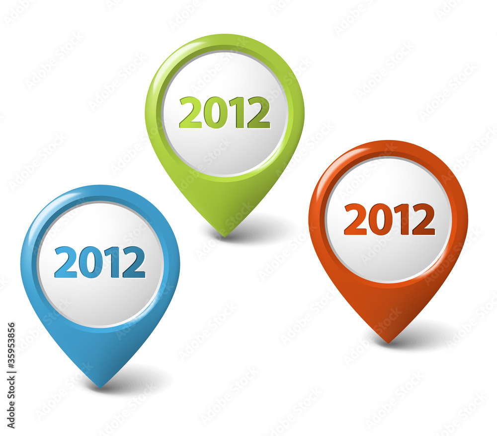 Poster set of vector round 3d pointers