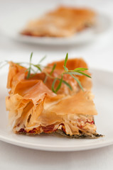 Traditional meal with filo dough and vegetables