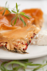 Traditional meal with filo dough and vegetables