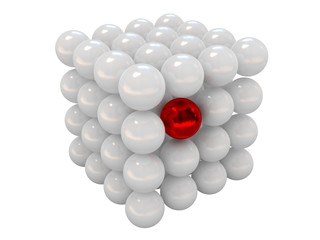 Red ball among set of white balls