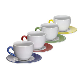colored porcelain cups