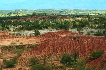 Zelfklevend Fotobehang The red slopes of the small Tatacoa Desert in Southern Colombia © Ildi