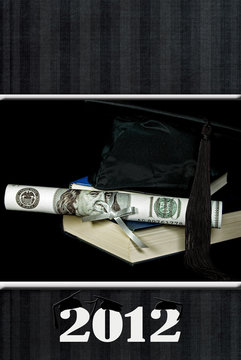 graduation cap with cash diploma