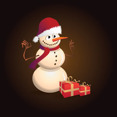 Christmas postcard with snowman - illustration