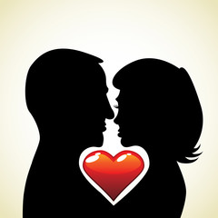 couple in love - silhouette illustration