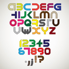 futuristic color alphabet letters - illustration
