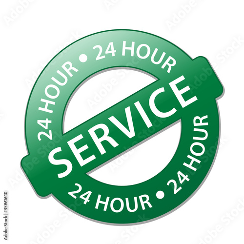 ""24 HOUR SERVICE" Stamp (opening hours customer support button)" Stock image and royaltyfree