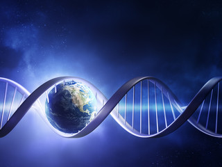 Glowing earth DNA strand - 35965458