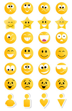 Collection of smiles of yellow persons