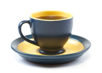 cup on coffee a white background