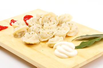 Meat Dumplings - russian pelmeni - with laurel