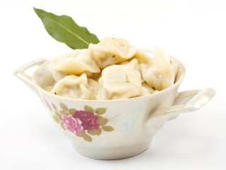 Meat Dumplings - russian pelmeni - with laurel