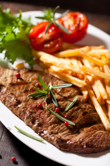 Grilled steak with french fries