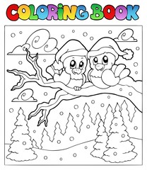 Livre de coloriage deux oiseaux d& 39 hiver