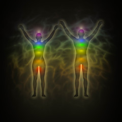 Human energy body, aura, chakras, energy, silhouette
