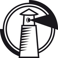 Logozeichen Leuchtturm mit Licht