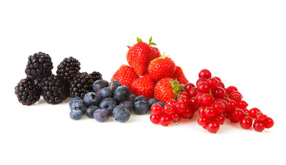 Healthy fresh fruit over white background