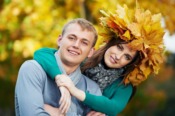 Fototapeta premium Couple at autumn outdoors