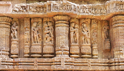 Erotic sculptures, a fine art display at Sun temple Konark