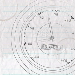 Paper with sketch of tachometer