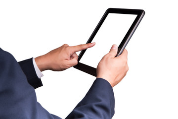 Business man touching tablet pc , new technology