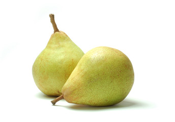 Comice pears on white background
