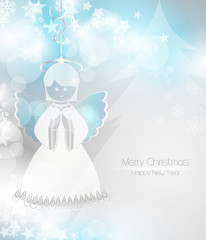 Merry Christmas background with an angel