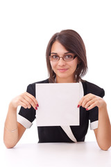 Fototapeta premium woman showing a blank board
